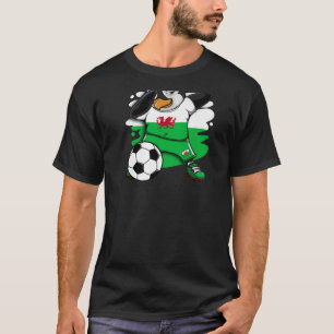 Dabbing Penguin Wales Soccer Fans Jersey Flag Foot T-shirt