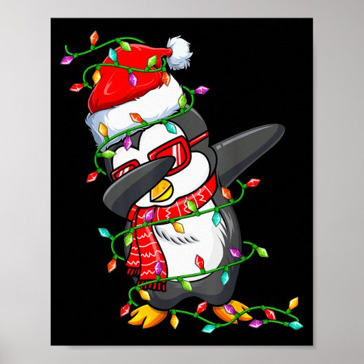 Dabbing Penguin Wearing Santa Hat - Penguin Lover Poster (Voorkant)