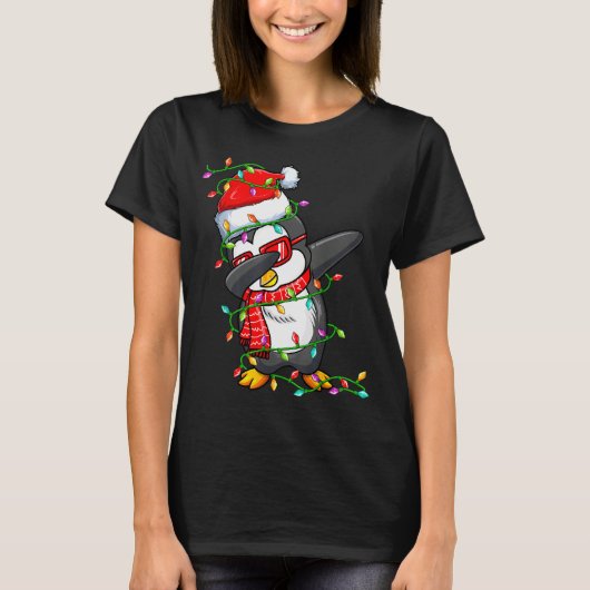 Dabbing Penguin Wearing Santa Hat - Penguin Lover T-shirt (Voorkant)