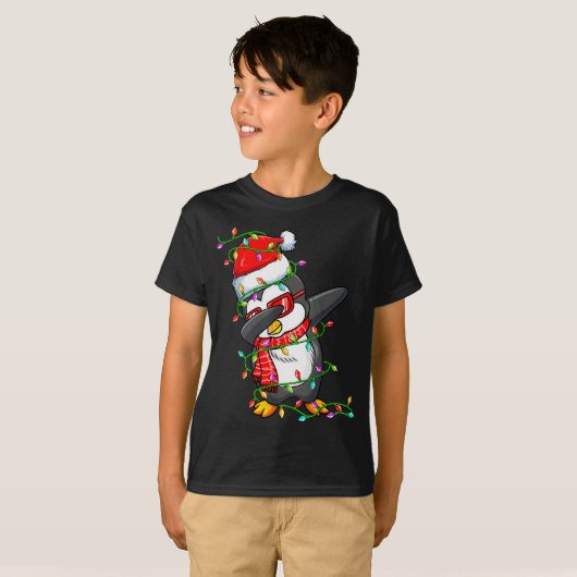 Dabbing Penguin Wearing Santa Hat - Penguin Lover  T-shirt (Voorkant volledig)