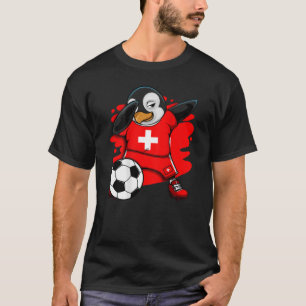 Dabbing Penguin Zwitserland Soccer Fan Jersey Foot T-shirt