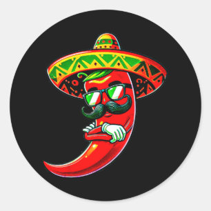 Dabbing Pepper Cinco de Mayo Mexicaanse Pride Hot Ronde Sticker