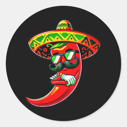 Dabbing Pepper Cinco de Mayo Mexicaanse Pride Hot Ronde Sticker (Voorkant)