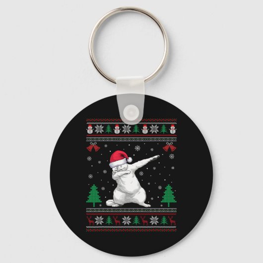 Dabbing Perzische Cat Santa Hat Boys Meisjes Kinde Sleutelhanger (Voorkant)
