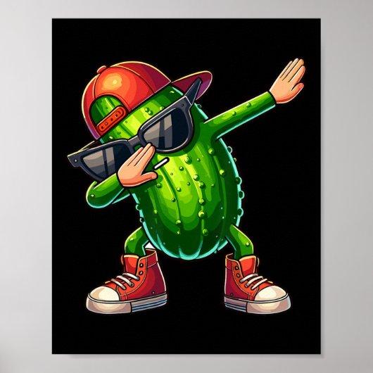 Dabbing Pickle Dancing Cucumber Lover Funny Pickle Poster (Voorkant)