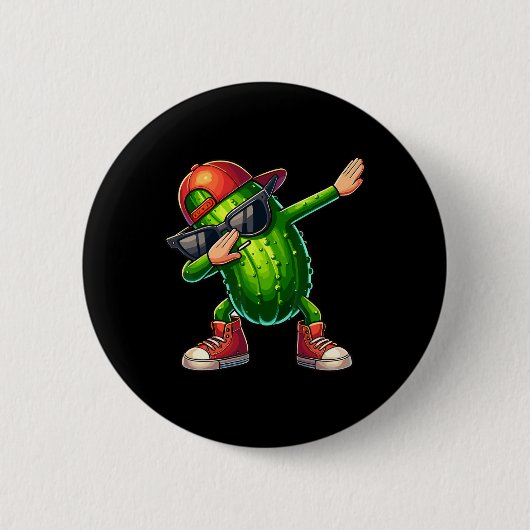 Dabbing Pickle Dancing Cucumber Lover Funny Pickle Ronde Button 5,7 Cm (Voorkant)