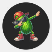 Dabbing Pickle Dancing Cucumber Lover Funny Pickle Ronde Sticker (Voorkant)