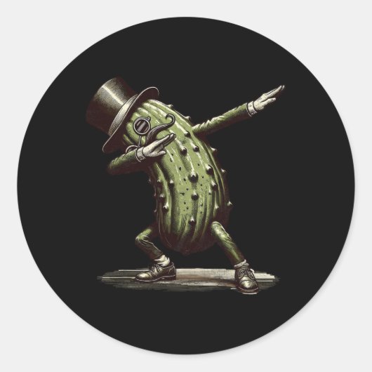Dabbing Pickle Dancing Cucumber Lover Funny Pickle Ronde Sticker (Voorkant)