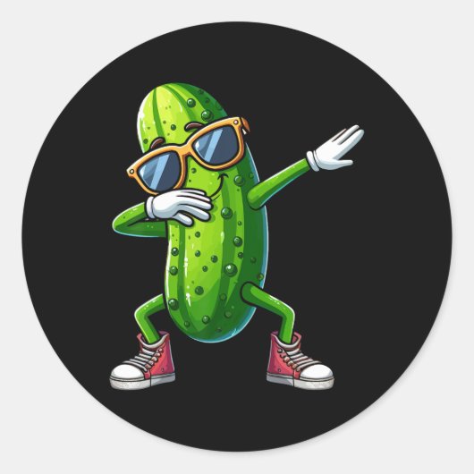 Dabbing Pickle Dancing Cucumber Lover Funny Pickle Ronde Sticker (Voorkant)