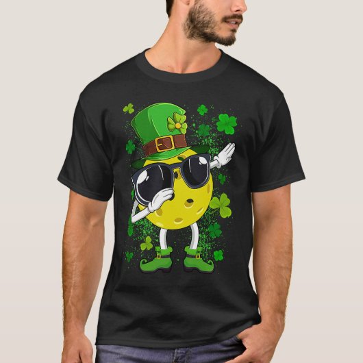 Dabbing Pickleball Ball Leprechaun St Patrick's Da T-shirt (Voorkant)