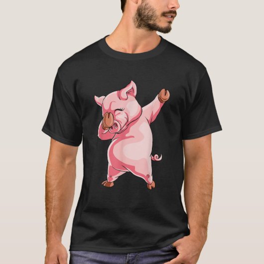 Dabbing Pig T Shirt Dab Gift Funny Dance Piggy (Voorkant)