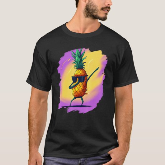 Dabbing Pineapple Aloha Sunglasses Beach Dance Haw T-shirt (Voorkant)