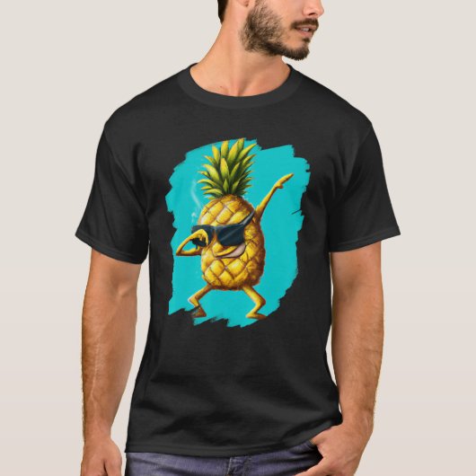 Dabbing Pineapple Aloha Sunglasses Beach Dance Haw T-shirt (Voorkant)