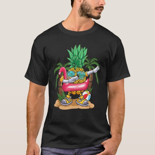 Dabbing Pineapple Flamingo Float beaches Summer Va T-shirt (Voorkant)