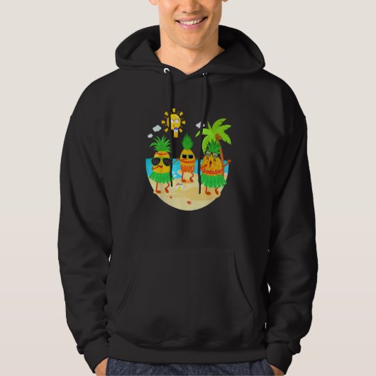 Dabbing Pineapple Sunglasses Hawaii Beach Palm Tre Hoodie (Voorkant)