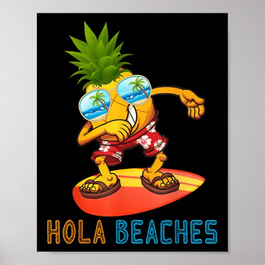 Dabbing Pineapple Sungles - Zomer Hola Stranden Poster (Voorkant)