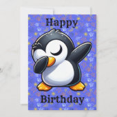 Dabbing pinguïn verjaardagskaart kaart (Voorkant)