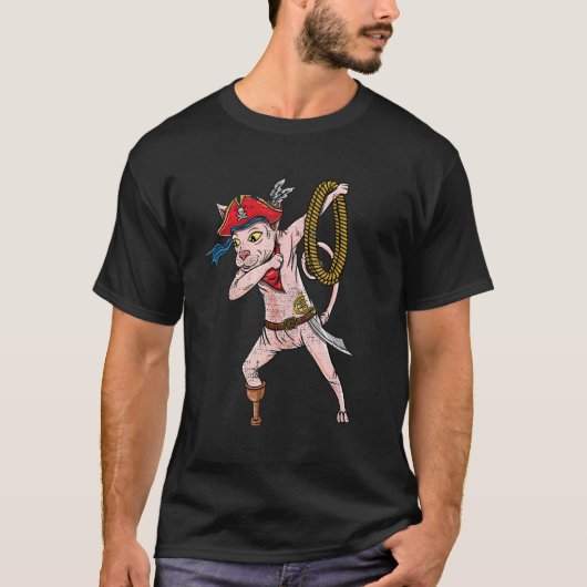 Dabbing Piraat Sphynx Kat Vintage T-shirt (Voorkant)