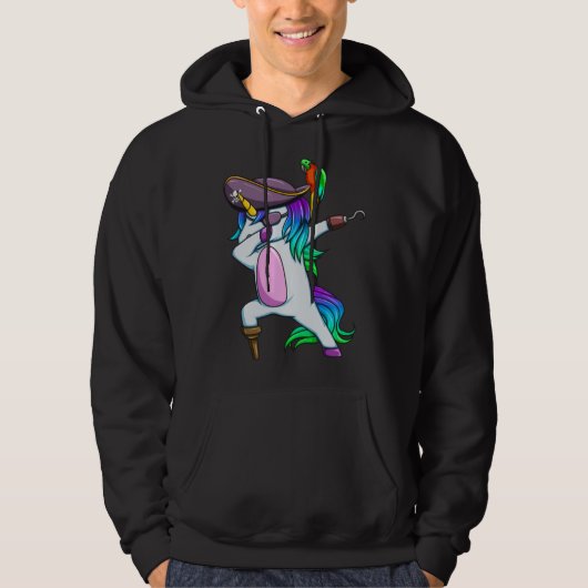 Dabbing Pirate Magical Rainbow Unicorn  Halloween Hoodie (Voorkant)