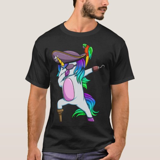 Dabbing Pirate Magical Rainbow Unicorn  Halloween T-shirt (Voorkant)