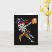 Dabbing Pirate Skeleton Honkbal Grappig Halloween Kaart (Gele Bloem)