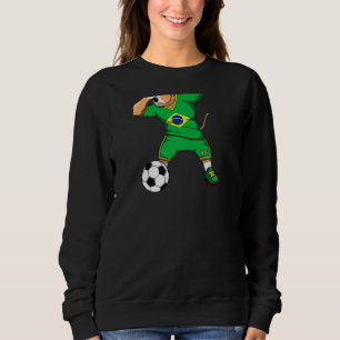 Dabbing Pitbull Brazilië Voetbalfans Jersey Brazil Trui