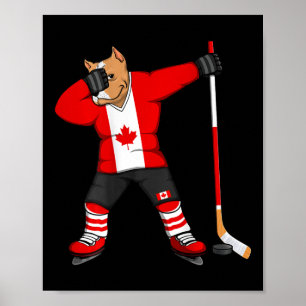 Dabbing Pitbull Canada IJshockeyliefhebber Jersey Poster