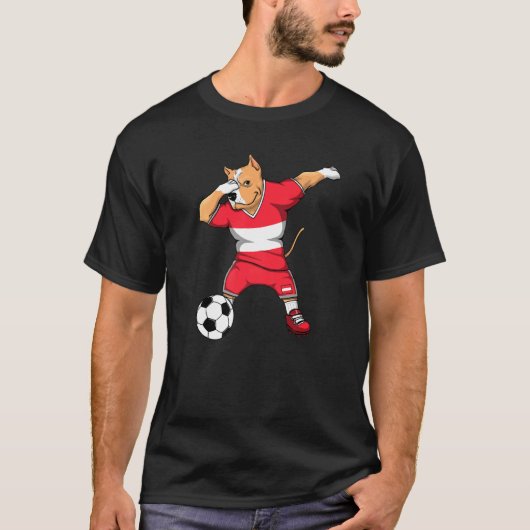 Dabbing Pitbull Dog Austria Soccer Fans Jersey Foo T-shirt (Voorkant)