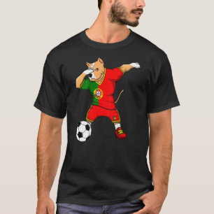 Dabbing Pitbull Dog Portugal Soccer Jersey Footbal T-shirt