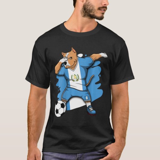 Dabbing Pitbull Guatemala Voetbal Fans T-shirt Foo (Voorkant)