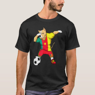 Dabbing Pitbull Hond Kameroen Voetbalfans Jersey F T-shirt