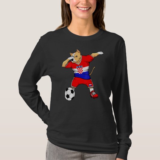 Dabbing Pitbull Kroatië Soccer Fans Jersey Kroatië T-shirt (Voorkant)