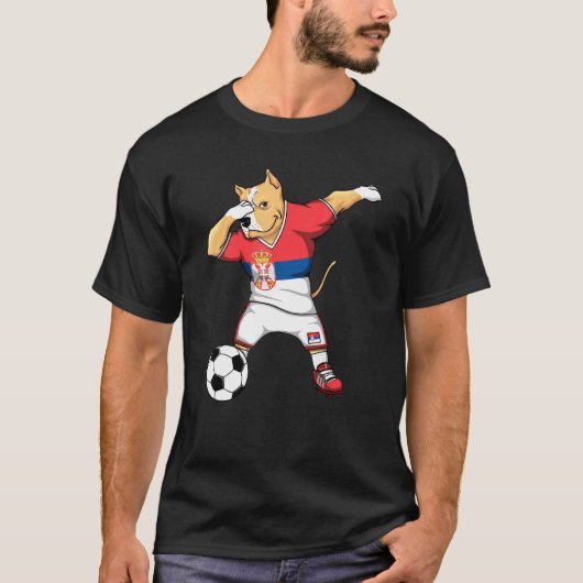 Dabbing Pitbull Servië Soccer Fans Jersey Servisch T-shirt (Voorkant)