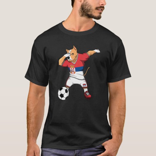 Dabbing Pitbull Servië Voetbalfans T-shirt Servisc (Voorkant)