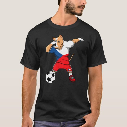 Dabbing Pitbull Tsjechië Soccer Fans Jersey T-shirt (Voorkant)