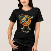 Dabbing Pizza Design Tri-Blend Shirt (Voorkant)