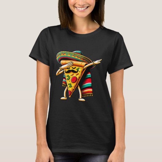 Dabbing Pizza Feest Cinco De Mayo Mexicaans Grappi T-shirt (Voorkant)