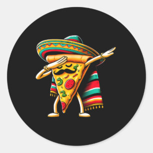 Dabbing Pizza Fiesta Cinco De Mayo Mexicaanse Grap Ronde Sticker