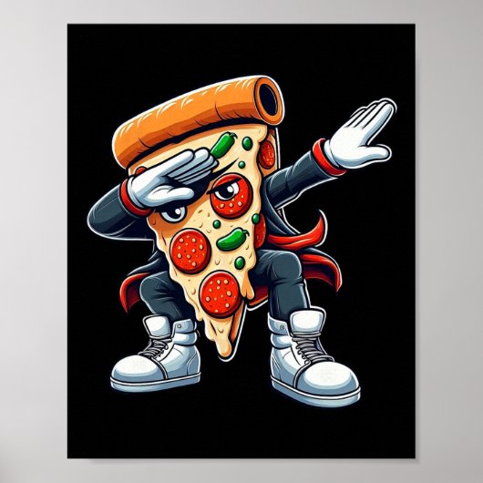 Dabbing Pizza Jongens Meisjes Peuter Dancing Poster (Voorkant)
