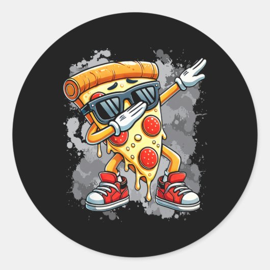 Dabbing Pizza Slice Dance Pizza Toddler Boy Dancin Ronde Sticker (Voorkant)