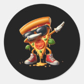 Dabbing Pizza Slice Dancing Pizza Lover Boy Funny Ronde Sticker (Voorkant)