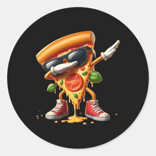 Dabbing Pizza Slice Dancing Pizza Lover Boy Funny Ronde Sticker (Voorkant)