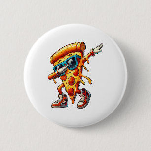 Dabbing Pizza Slice Fun Graphic T-shirt voor Food  Ronde Button 5,7 Cm