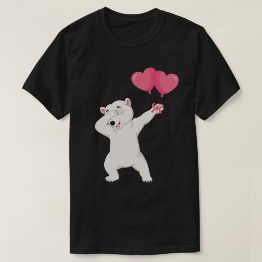 Dabbing Polar Beer Heart Valentijnsdag Gift T-shirt (Design voorkant)