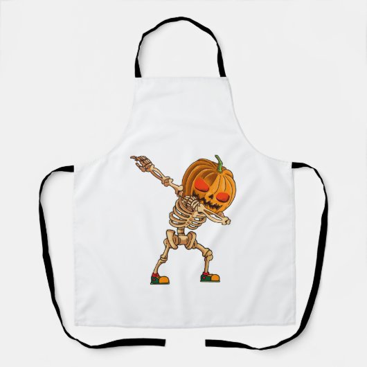 Dabbing Pompoen - Enge Skelet Kostuum - Grappige H Schort (Voorkant)
