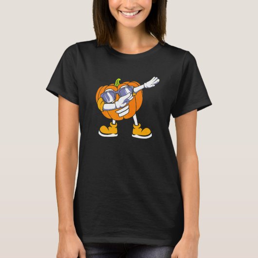 Dabbing Pompoen Hoofd Halloween T-shirt (Voorkant)