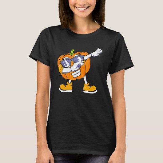 Dabbing Pompoen Hoofd Halloween T-shirt (Voorkant)