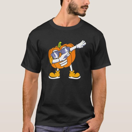 Dabbing Pompoen Hoofd Halloween T-shirt (Voorkant)