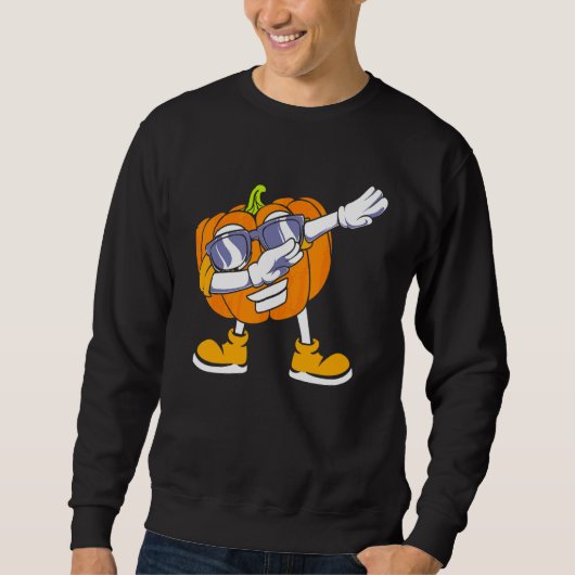Dabbing Pompoen Hoofd Halloween Trui (Voorkant)