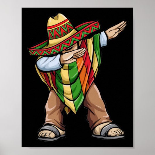 Dabbing Poncho Cinco de Mayo Mexican Sombrero Fest Poster (Voorkant)